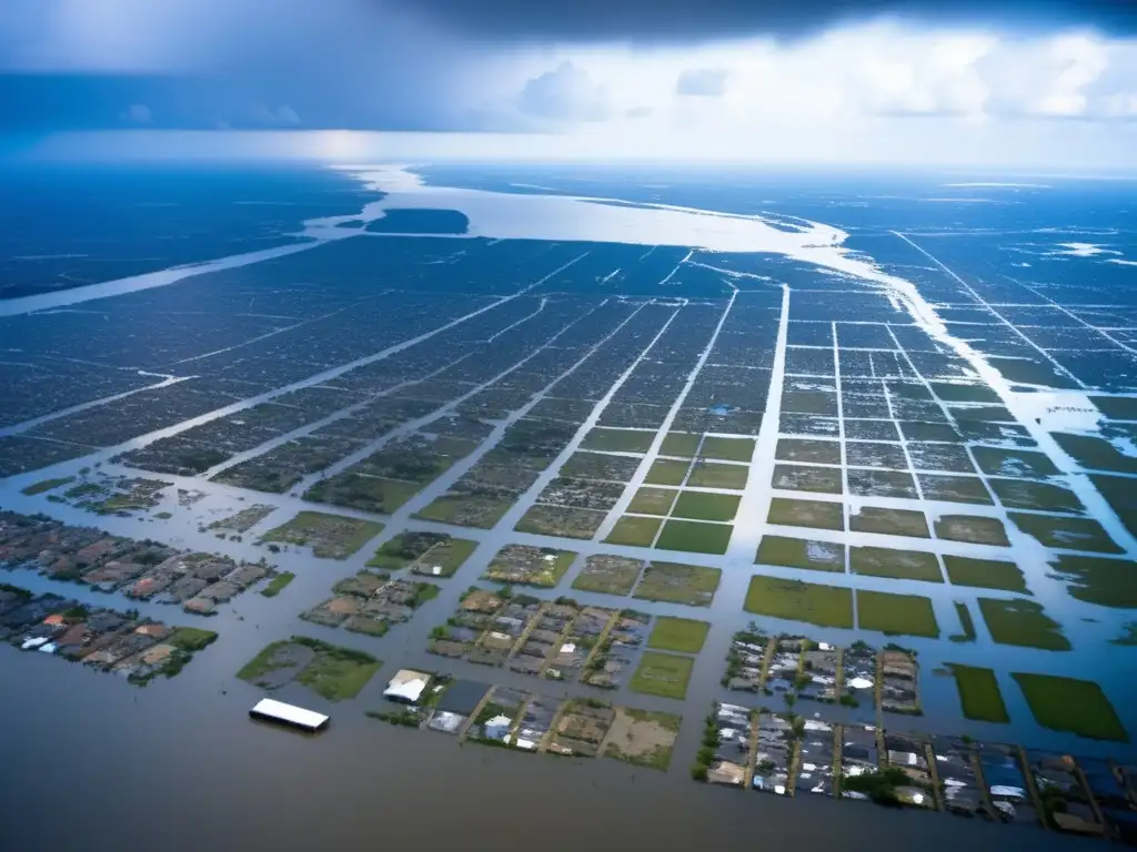 A heart-wrenching aerial view of New Orleans, Louisiana, ravaged by Hurricane Katrina's fury