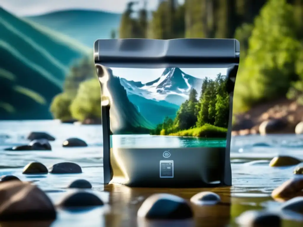 In this cinematic image, a waterproof pouch with rugged build quality is immersed in nature