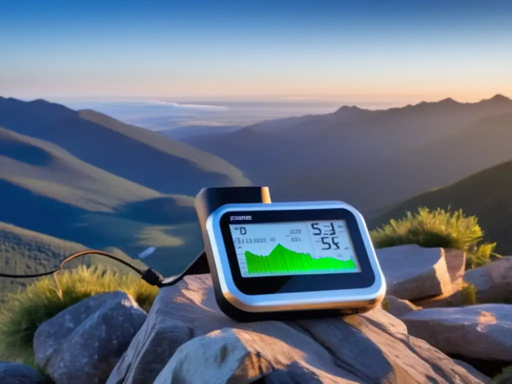 A stunning view of a weather station sitting atop a mountain, bathed in the rays of the rising sun